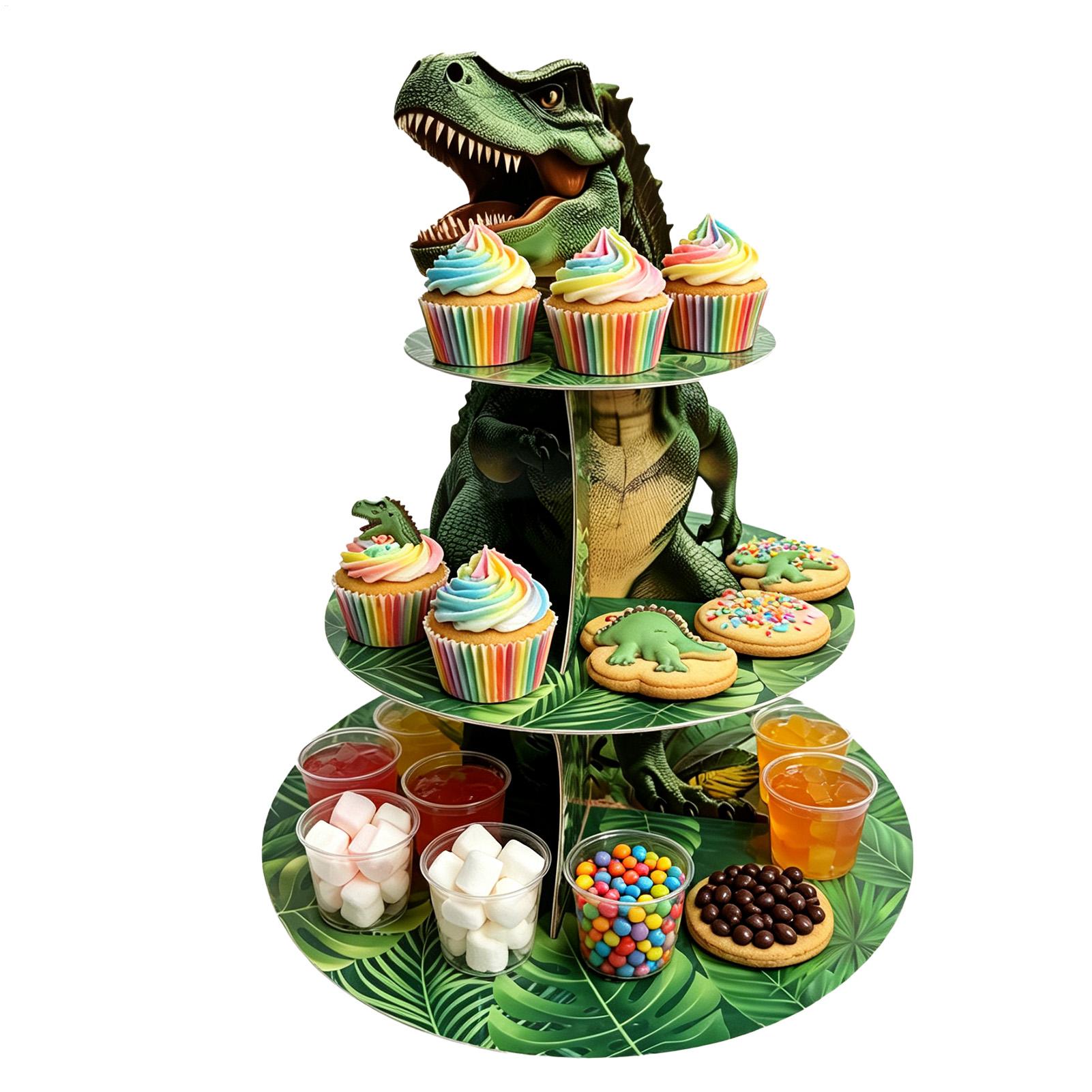 Home Bar Set - Cupcake-Ständer 3-stufig, Dinosaurier-Form, Präsentationshalter, Ablage, Dessertturm,