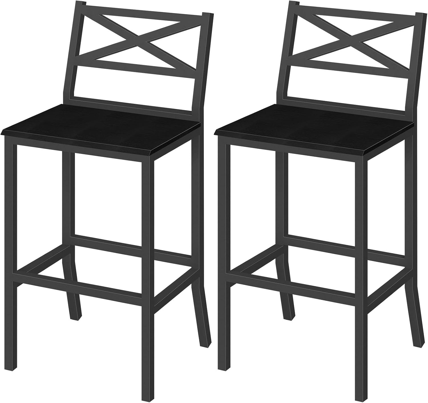 Home Bar And Counter - Barhocker, 2er-Set Barstühle mit Rückenlehne und