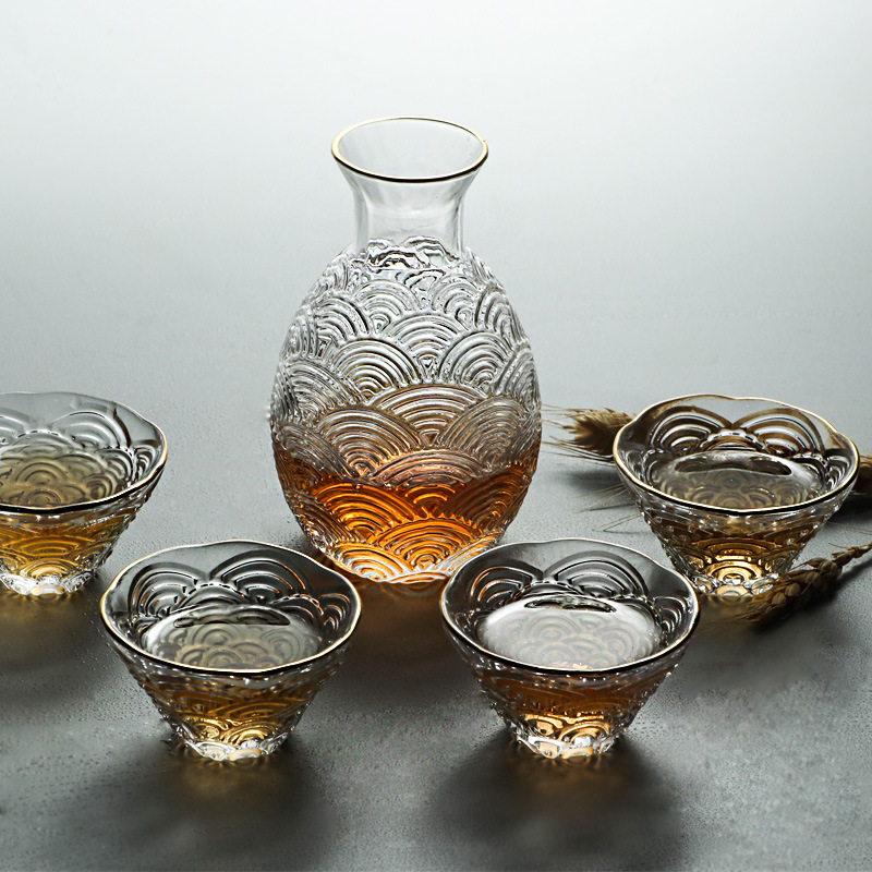 Home Bar Set - Japanisches Hammer-Sake-Set: Glas-Weinkrug, Trinkbecher, Weinkännchen-Set, Trinkgefäß,