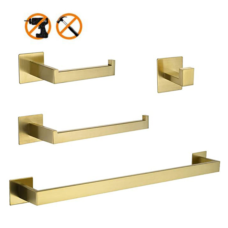 Home Bar Set - 304 Edelstahl 4-teiliges Gold-Badezimmer-Hardware-Set Enthält Handtuchhalter,