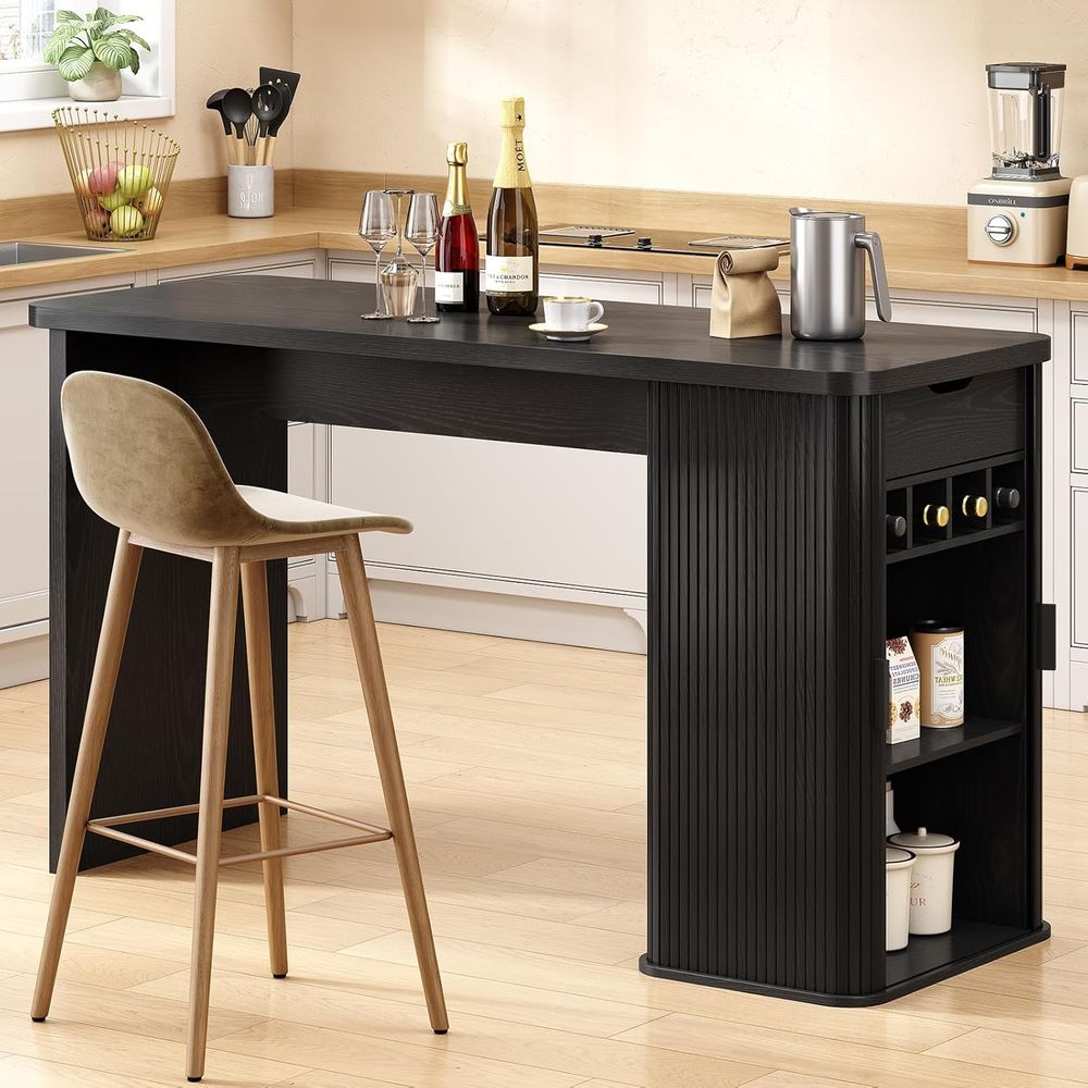 Home Bar And Counter - 59 Zoll Kücheninsel mit Stauraum, Thekenhöhe-Tisch,