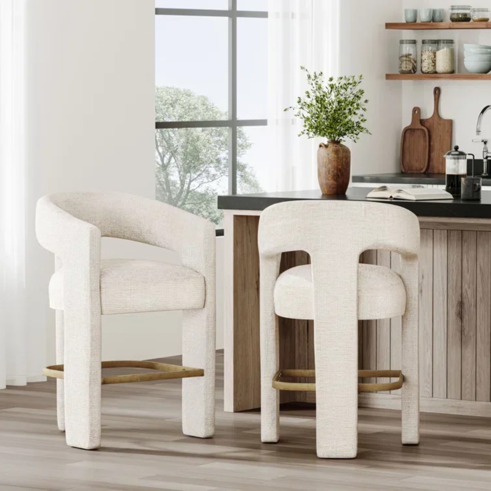 Home Bar And Counter - Moderner gepolsterter Thekenhocker aus Samt für