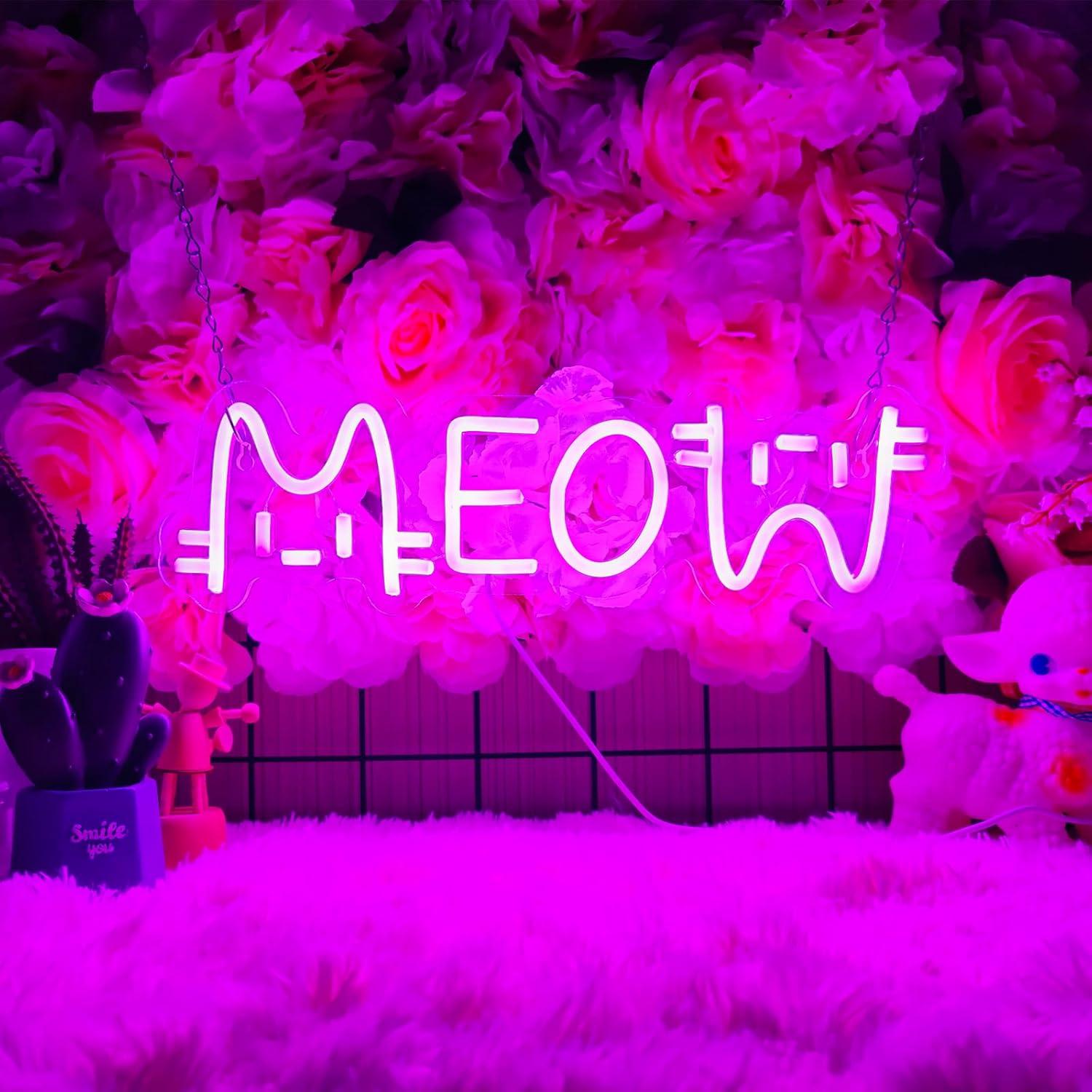 Home Bar Cafe - Miau Neon-Schild Katze USB-betriebene dimmbare LED-Neonlichter