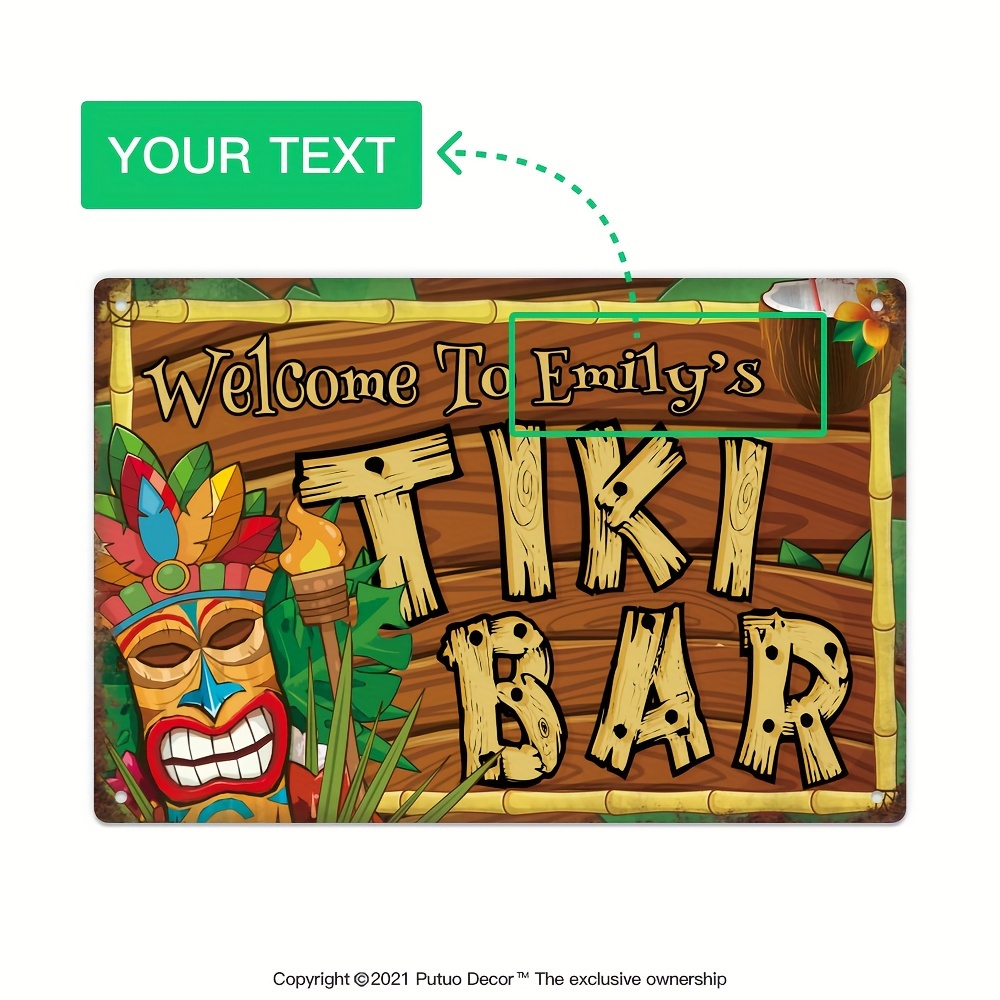 Home Bar Cafe - Individuelles Tiki-Bar-Schild, Personalisierter Name, Vintage Outdoor-Wandschild