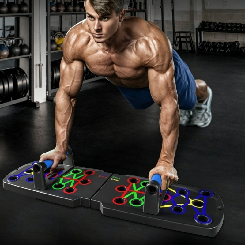 Home Bar Setup Kit - Multifunktionales, faltbares Push-Up-Board-Heimtrainingsgerät, Ganzkörper-Fitness-Set mit Klimmzugstange,