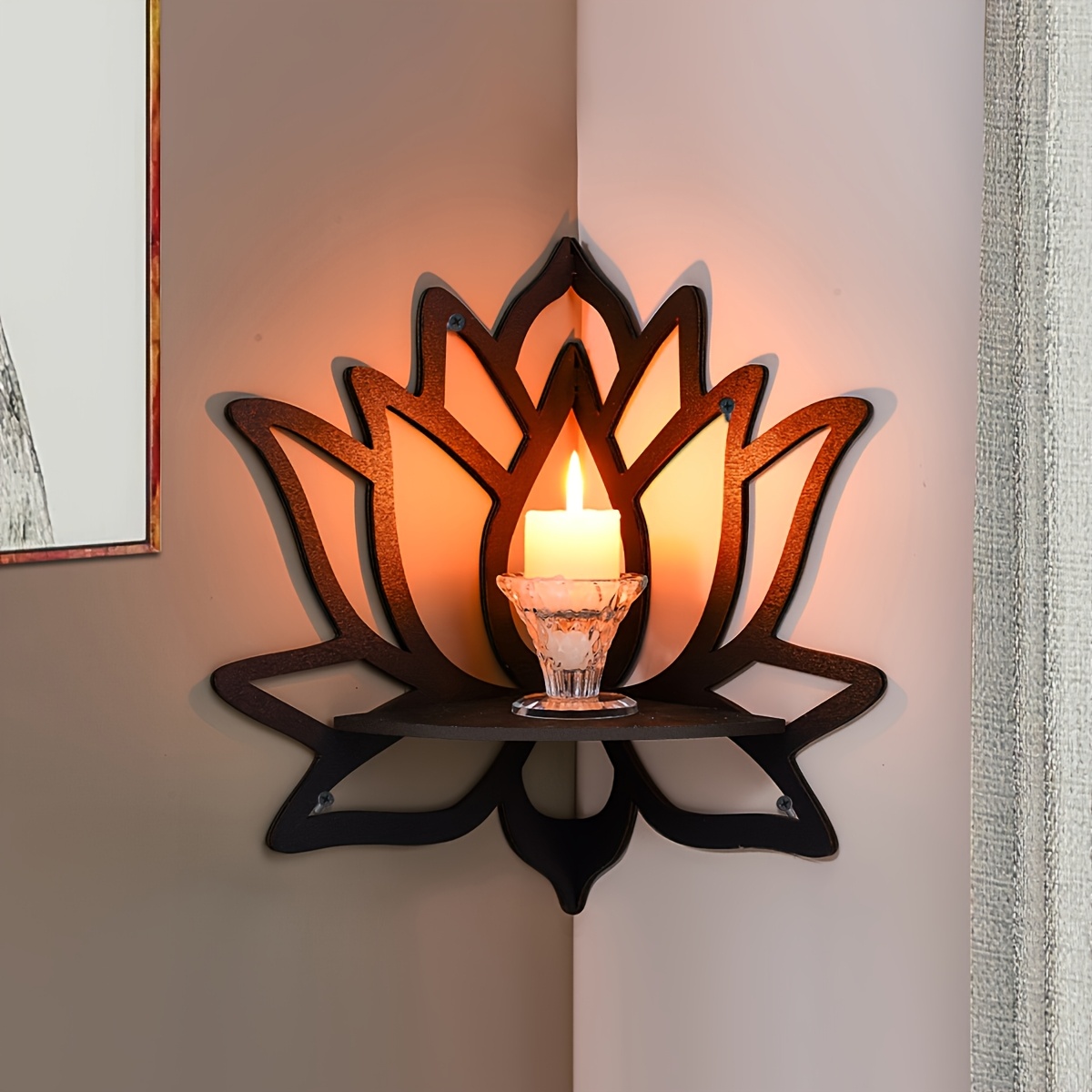 Home Bar Shelves - Lotus Eck-Schweberegal, Hohles Blumen-Wandregal, Dekoratives Wanddisplay-Regal