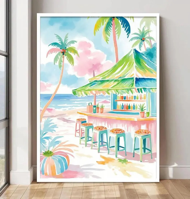 Boho Tropisches Aquarell-Wandk – Home Bar Set Bewertung und Preis